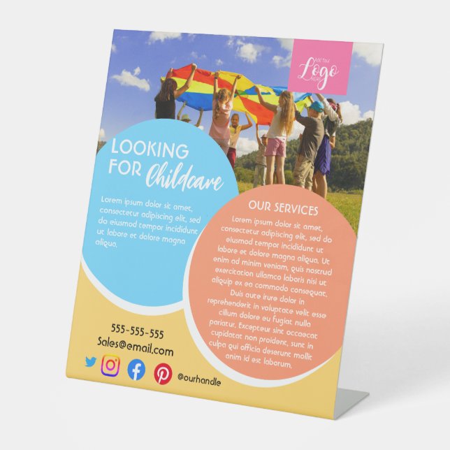 after school childcare babysitter daycare kinder f pedestal sign (Front)