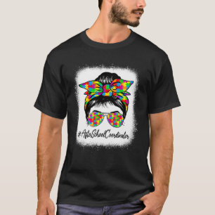 After School Coordinator Messy Bun Women Autism Aw T-Shirt