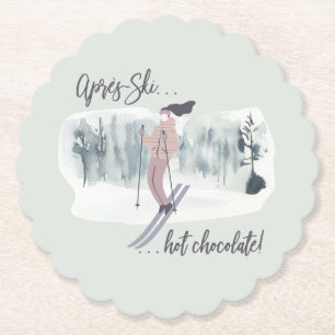 After Skiing Hot Chocolate Paper Coaster
