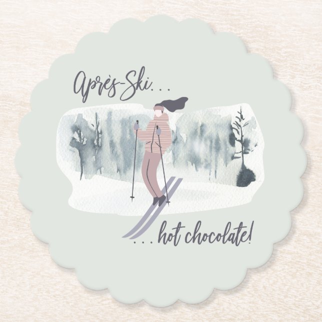 After Skiing Hot Chocolate Paper Coaster (Front)