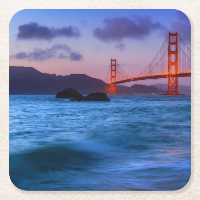 After sunset out at Baker Beach Square Paper Coaster (Front)