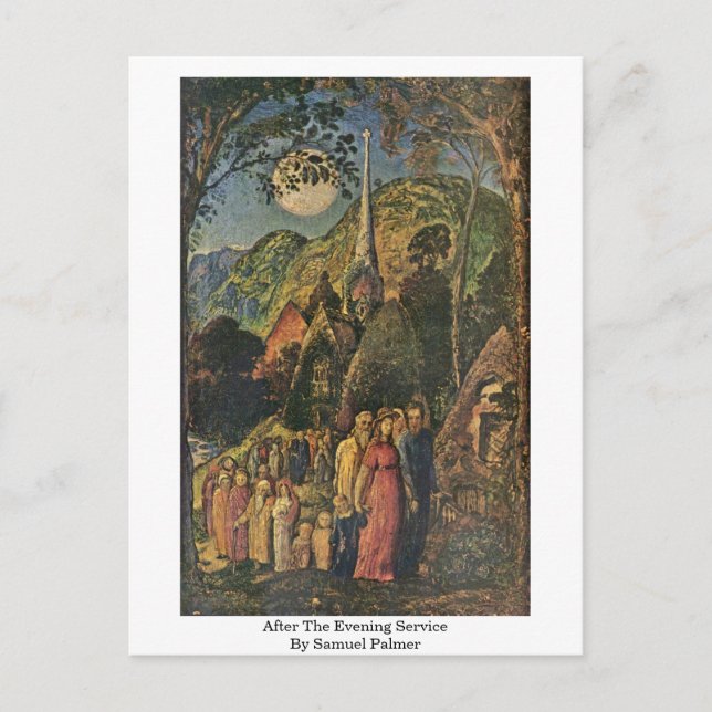 After The Evening Service By Samuel Palmer Postcard (Front)