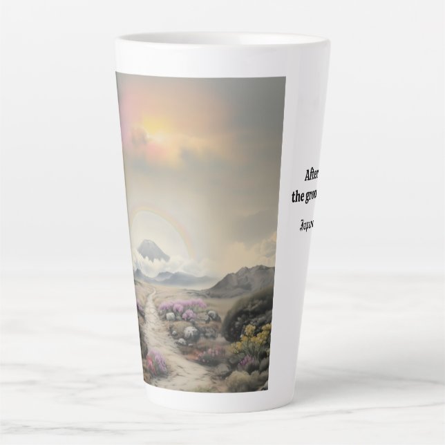 After the Rain (Japanese Watercolor Landscape Art) Latte Mug (Front)