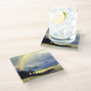 After the Shower, painting by Albert Bierstadt Glass Coaster