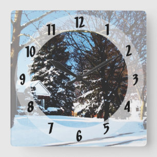 After the Snowstorm Square Wall Clock