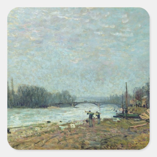 After the Thaw, the Seine at Suresnes Bridge Square Sticker (Front)