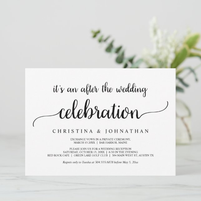 After the wedding Brunch, Modern Rustic Elopement  Invitation (Standing Front)