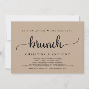 After The Wedding Brunch, Rustic Kraft Elopement Invitation