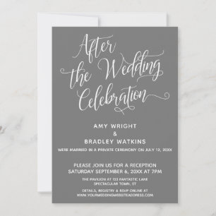 After the Wedding Celebration Elegant Dark Grey Invitation
