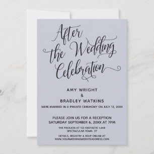 After the Wedding Celebration Elegant Dusty Blue Invitation