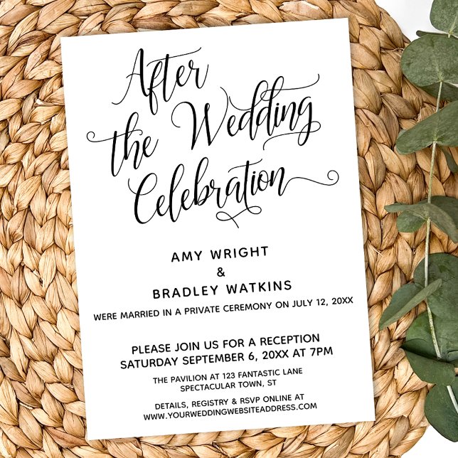 After the Wedding Celebration Elegant Script Invitation (Creator Uploaded)