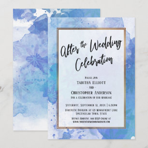 After the Wedding Celebration Gold Blue Abstract Invitation