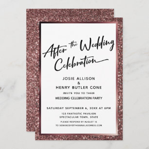 After the Wedding Celebration Rose Gold Glitter Invitation