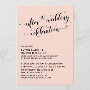 After the Wedding Celebration Script Hearts Blush Invitation