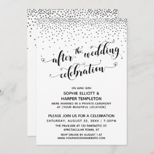 After the Wedding Celebration Silver Confetti Invitation