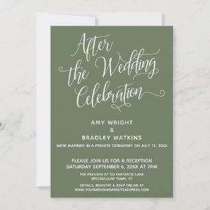 After the Wedding Celebration Simple Elegant Olive Invitation