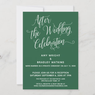 After the Wedding Celebration Simple Leaf Green Invitation