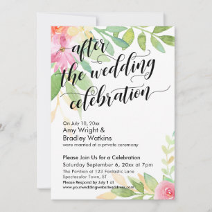 After the Wedding Celebration Watercolor Flowers Invitation