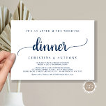 After The Wedding Dinner, Rustic Elopement Invitat Invitation<br><div class="desc">Beautiful After the wedding dinner Invitation,  Wedding Elopement Announcement / Invitation card,  in Rustic classy navy blue,  simple,  minimalist design. This is perfect for your wedding reception and post-wedding celebration party. Add your details in matching font / lettering.
#TeeshaDerrick</div>