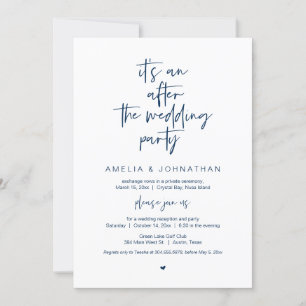 After the wedding, Navy Blue, Elopement Party Invitation