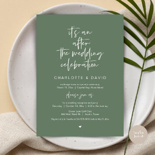 After the wedding, Navy Blue, Elopement Party Invitation