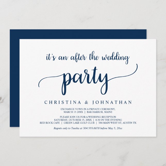 After the wedding party, Modern Rustic Elopement I Invitation (Front/Back)