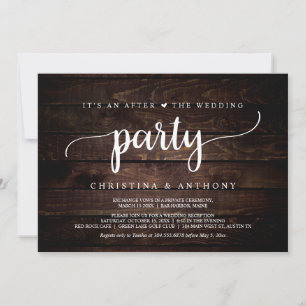 After The Wedding Party, Rustic Wedding Elopement  Invitation