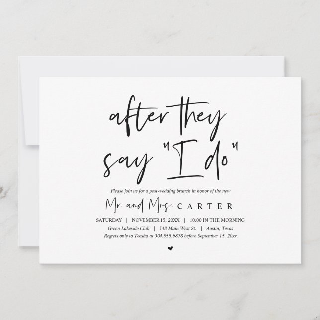 After they say I DO, Post wedding Brunch Invitatio Invitation (Front)