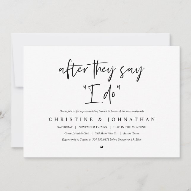 After they say I DO, Post wedding Brunch Invitatio Invitation (Front)