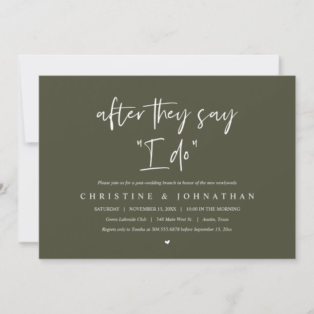 After they say I DO, Post wedding Brunch Invitatio Invitation (Front)