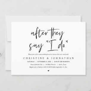 After they say I DO, Post wedding Brunch Invitatio Invitation