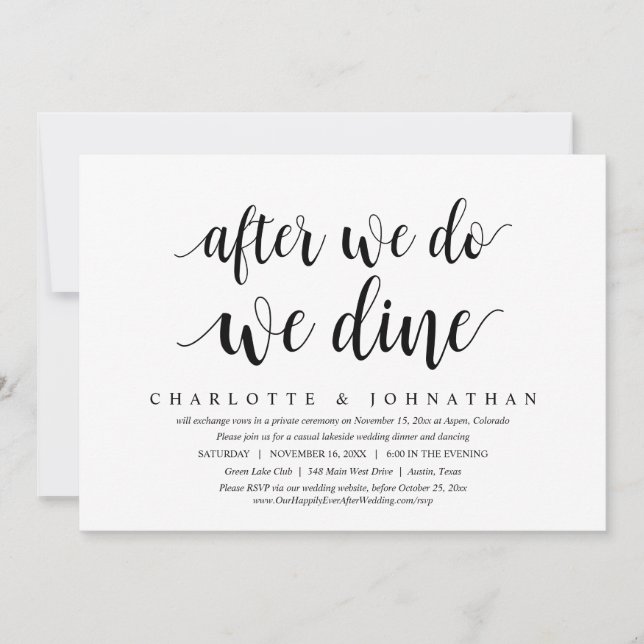 After We Do, We Dine, Wedding Elopement Dinner Inv Invitation (Front)