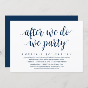 After We Do, We Party, Wedding Elopement Dinner In Invitation