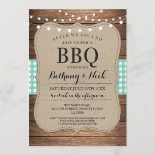 After We Say I Do BBQ Rustic Mint Lights Invite