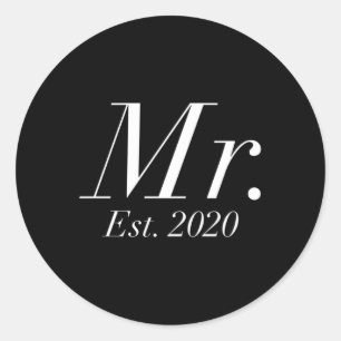 After Wedding Attire For Bride & Groom Couple Classic Round Sticker