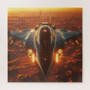Afterburner Jet at Sunset – Aviation Puzzle