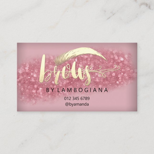 Aftercare Brows Logo Microblading Rose Studio Busi Business Card (Front)
