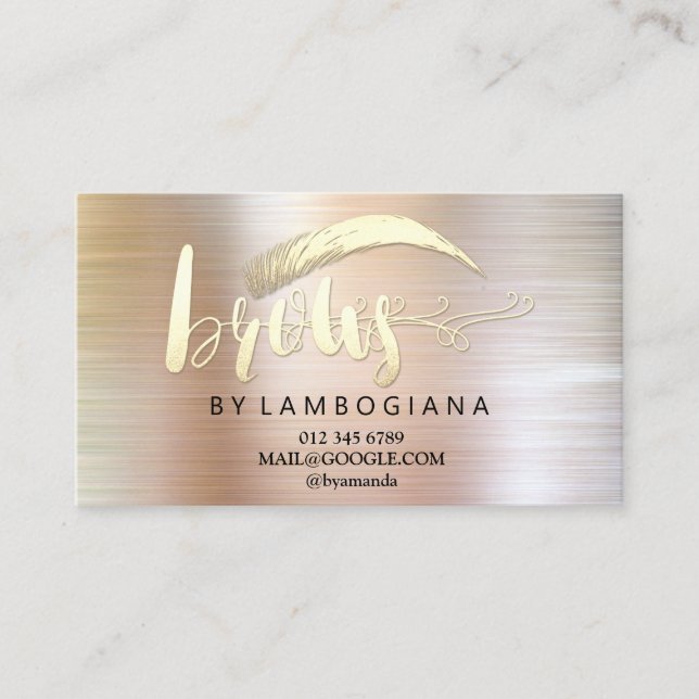 Aftercare Brows Rose Gold Logo Microblading  Busin Business Card (Front)