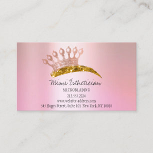 Aftercare Instruction Eyebrow Crown Rose Pink Gold Business Card