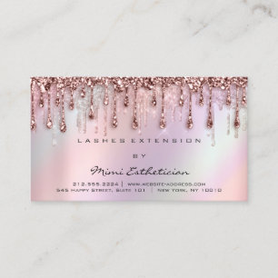 Aftercare Instruction Eyelash Rose Holograph Drip Business Card