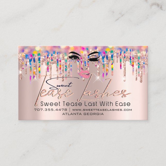 Aftercare Instruction Lash Rose Drips Logo Lips Business Card (Front)