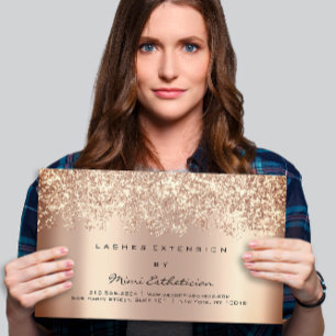 Aftercare Instruction Lash Rose Gold Glitter Elega Business Card