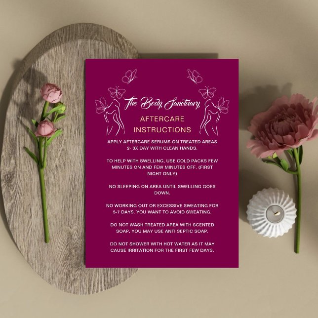 Aftercare Instruction Logo women Body Burgundy  Business Card (Creator Uploaded)