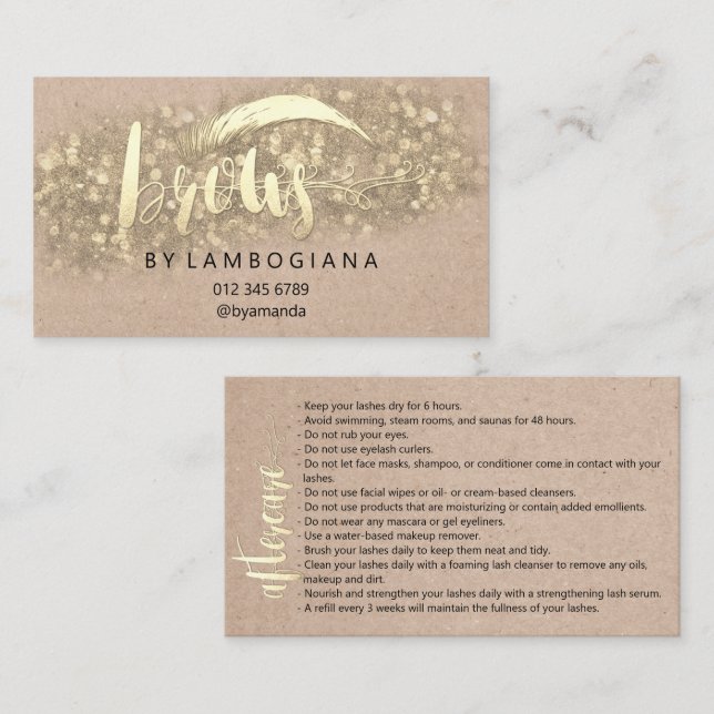 Aftercare Instructions Brow Microblade Kraft Business Card (Front/Back)