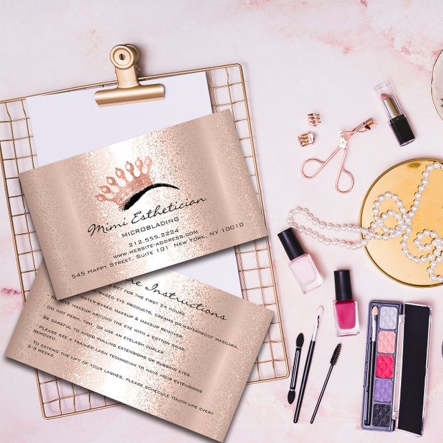 Aftercare Instructions Brows Logo Crown Microblade Business Card (Aftercare Instructions Brows Logo Crown Microblade Business Card)