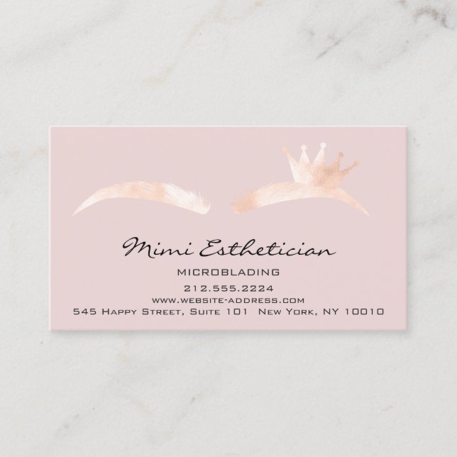 Aftercare Instructions Eyebrow Crown Microblading Business Card (Front)