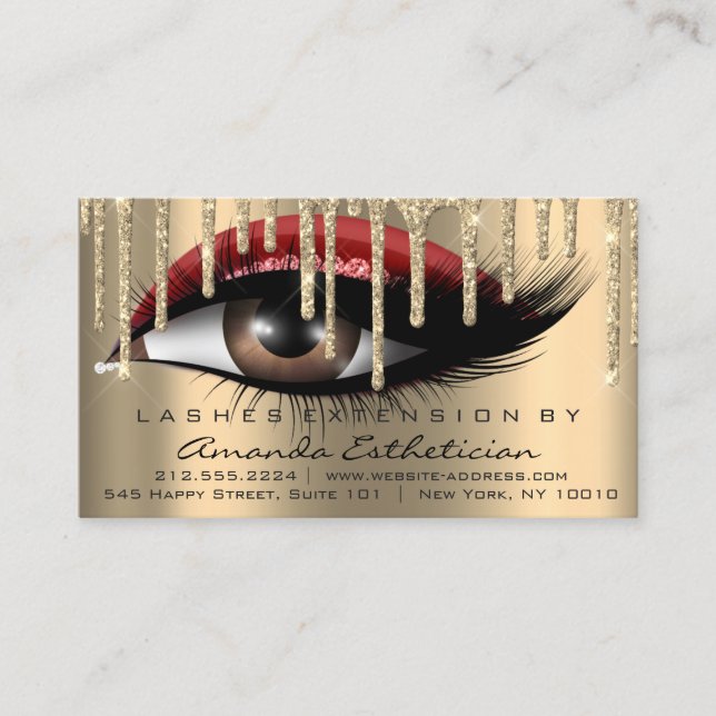 Aftercare Instructions Eyelash Extension Burgundy Business Card (Front)