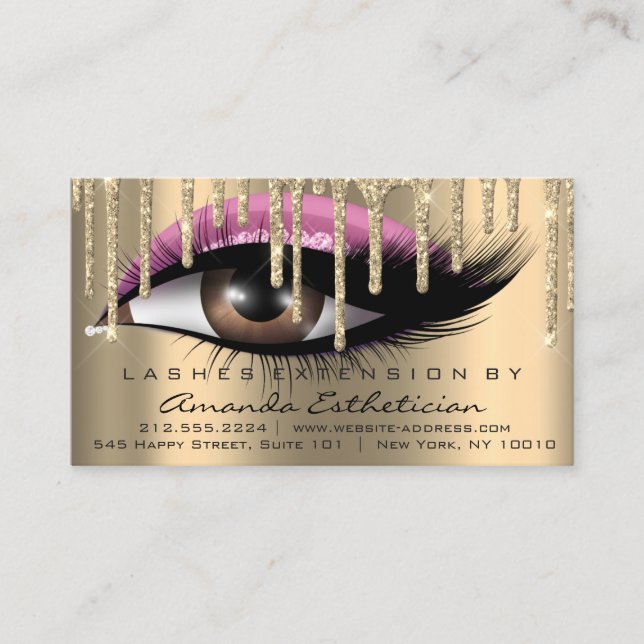 Aftercare Instructions Eyelash Extension Pink Business Card (Front)
