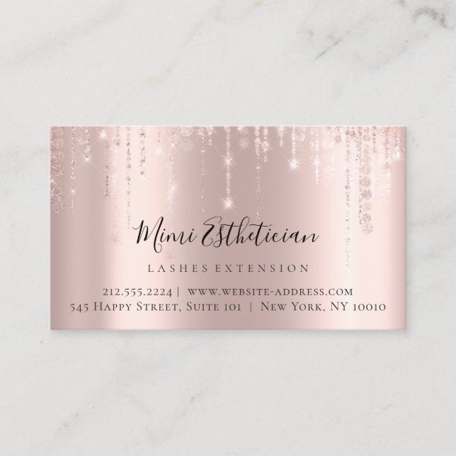 Aftercare Instructions Eyelash Rose Beauty Business Card (Front)