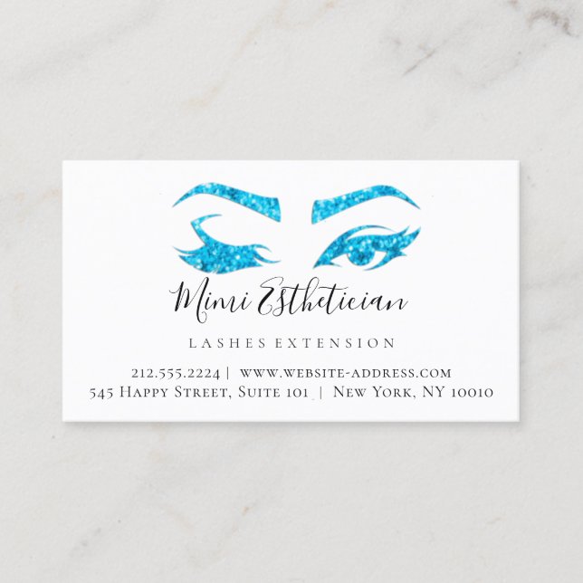 Aftercare Instructions Eyelash White Blue Eyes Business Card (Front)